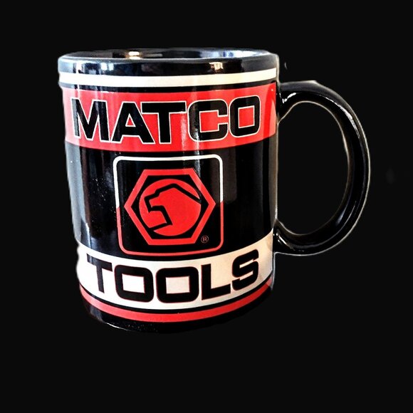 MATCO Tools ~ Set 2 Ceramic Mugs ~ Black w/Orange-Red & White Design ~ NEW w/Box - Picture 3 of 5